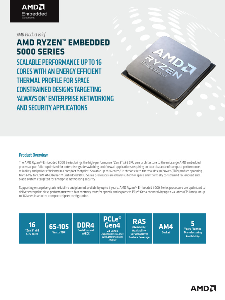 Amd Ryzen Embedded 5000 Product Brief | PDF | Central Processing Unit ...