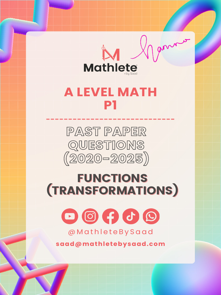 A Level Math Past Paper Questions 2020-2025 | PDF | Function ...