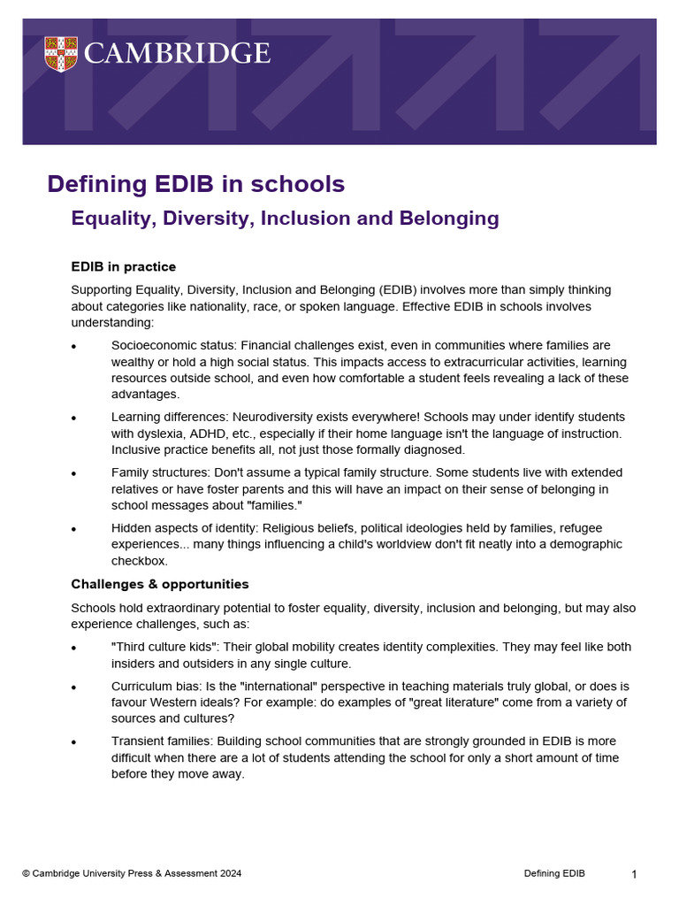 Understanding EDIB in Schools | PDF | Identity (Social Science) | Community