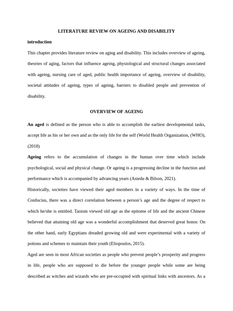 Aging and Disability: A Comprehensive Review | PDF | Disability | Ageing