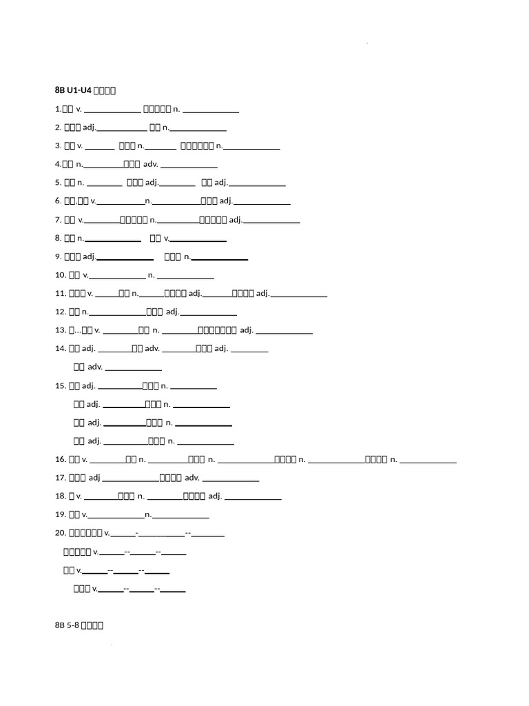 2022 2023学年牛津深圳版英语八年级下册Units+1 8期末词形变化练习 | PDF