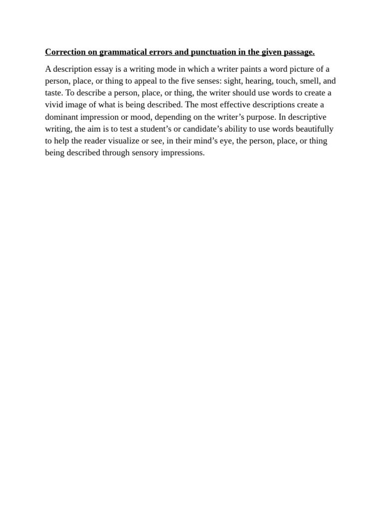 Correction On Grammatical Errors and Punctuation in The Given Passage | PDF