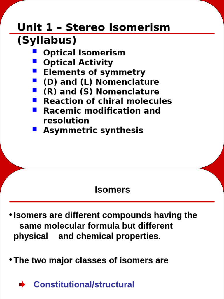 Stereoisomerism and Optical Isomerism | PDF | Chirality (Chemistry ...
