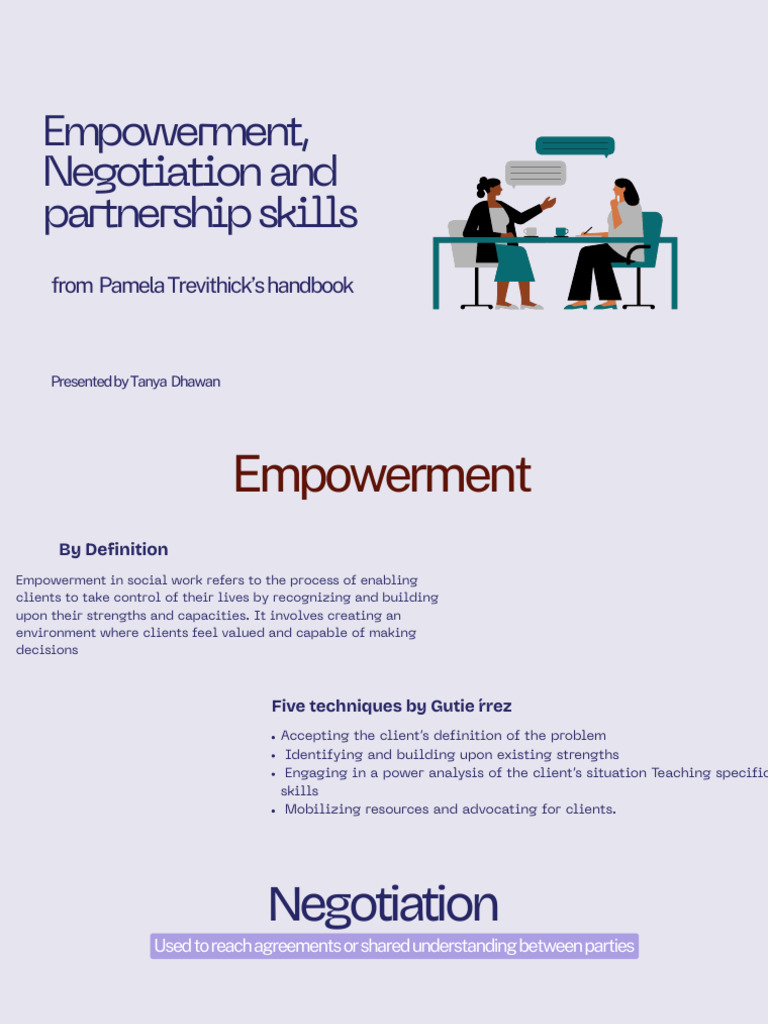 Presented by Tanya Dhawan | PDF | Negotiation | Empowerment