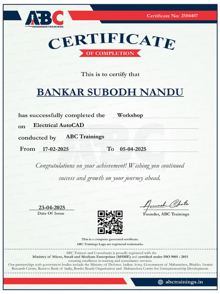 Certificate Bankar Subodh Nandu 8 | PDF