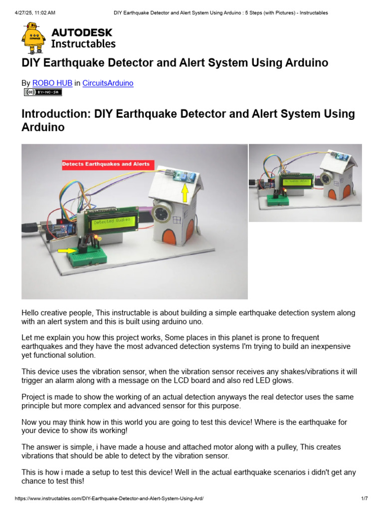 DIY Earthquake Detector and Alert System Using Arduino - 5 Steps (With ...