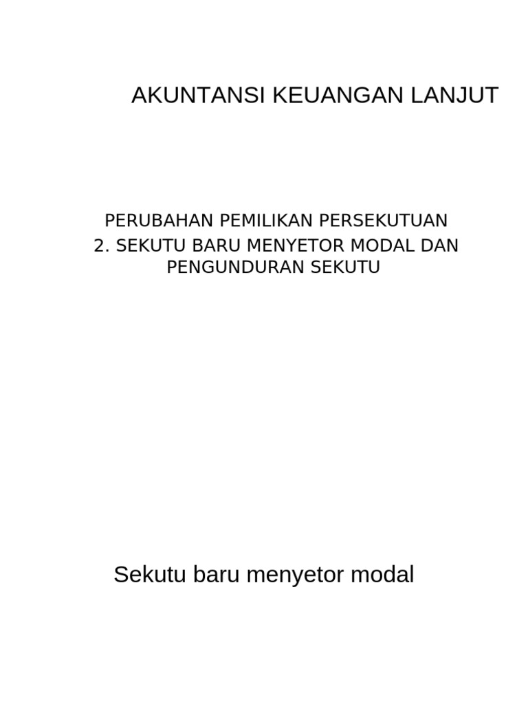 Sekutu Baru Setor Modal | PDF