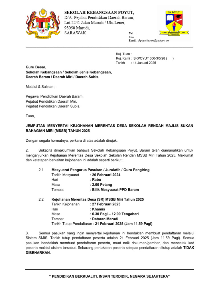 Jemputan Merentas Desa (SR) MSSB Miri 2025 | PDF