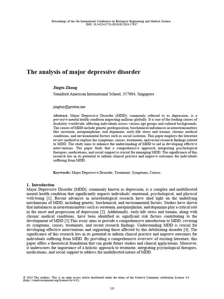 Analisis Tentang Gangguan Depresi Mayor (MDD) | PDF | Major Depressive ...