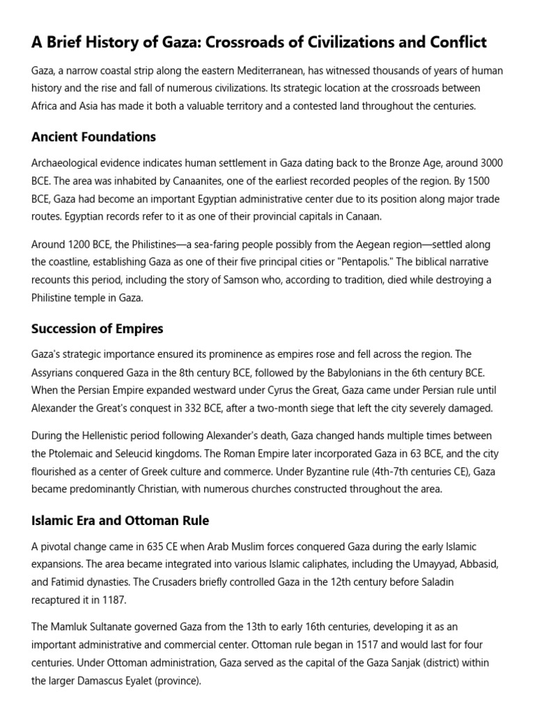 Gaza's Historical Journey: Civilizations & Conflict | PDF | Gaza Strip ...