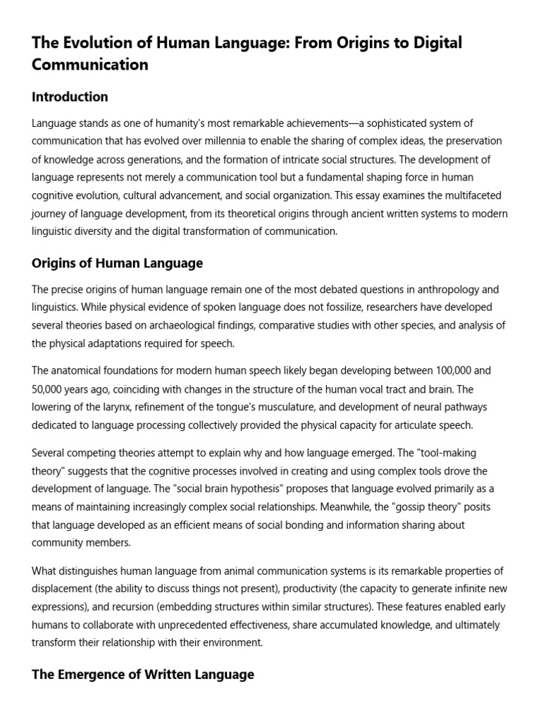 The Evolution of Human Language - From Origins To Digital Communication ...