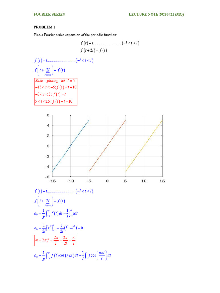 Fourier series lecture note 20250421(MO)_PART ONE[1] | PDF ...