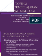 Topik 2 Teori Pembelajaran Dalam Psikologi: Rangsangan Gerak Balas Kognitif Konstruktivis Konstruktivis Sosial