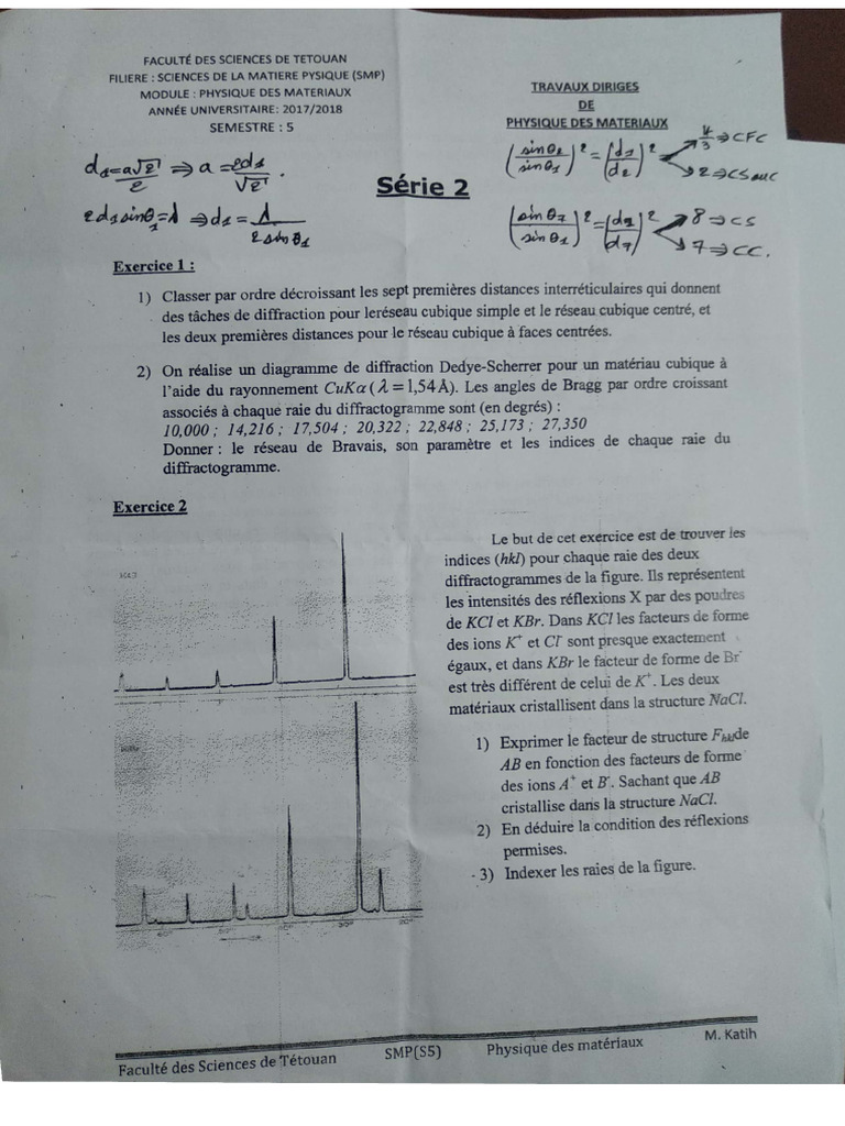 Correction Série 2 Physique de Matériaux 2018 2019 | PDF