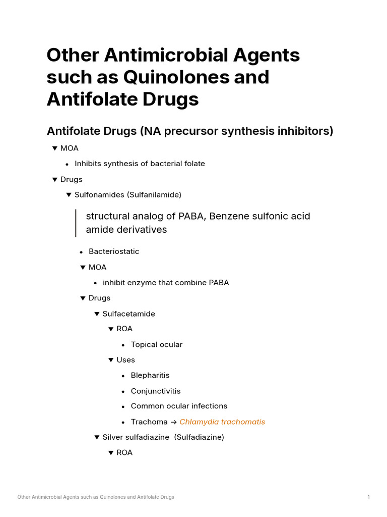 Other Antimicrobial Agents Such As Quinolones and Antifolate Drugs ...