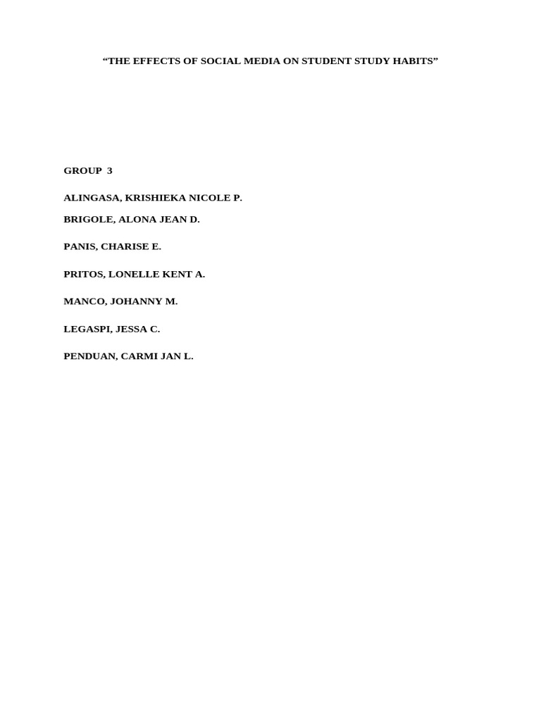 The Effects of Social Media On Student Study Habits | PDF | Human ...
