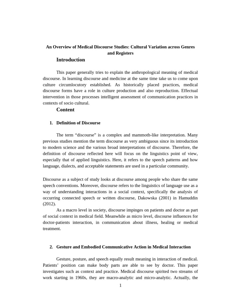 Medical Discourse Community Assignment Mau 2-Đã Chuyển Đổi | PDF ...