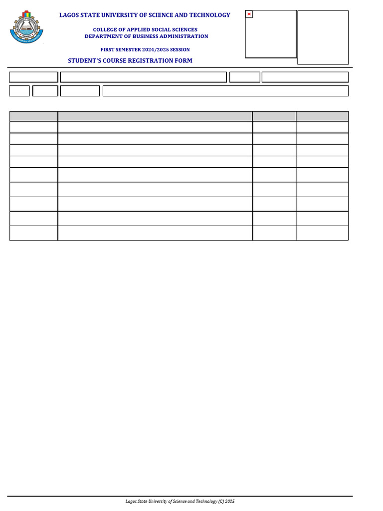 Course Registration for BSc Business Admin | PDF