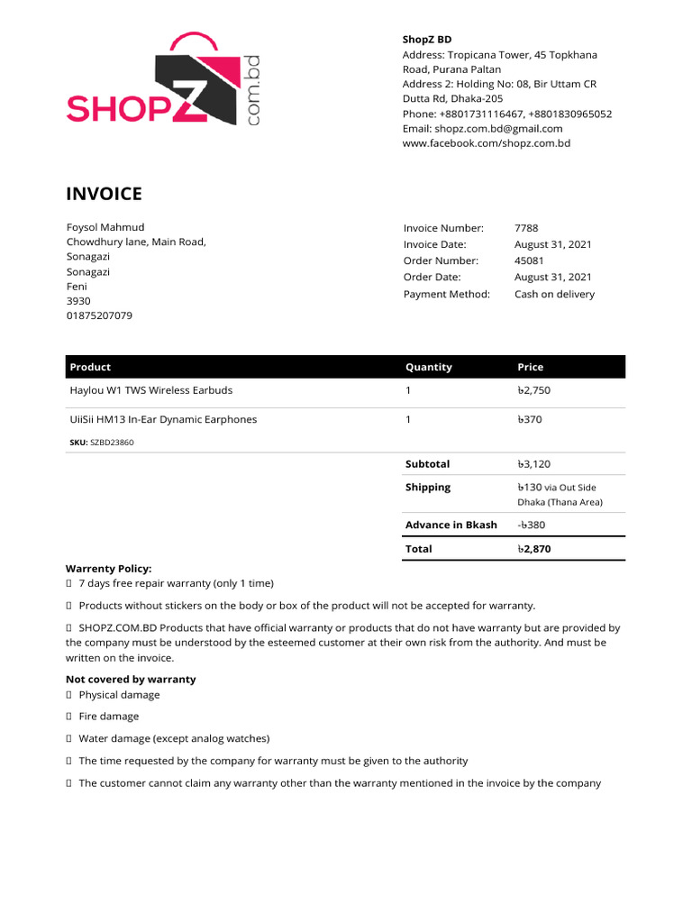 Invoice 7788 | PDF | Contract Law | Law Of Obligations