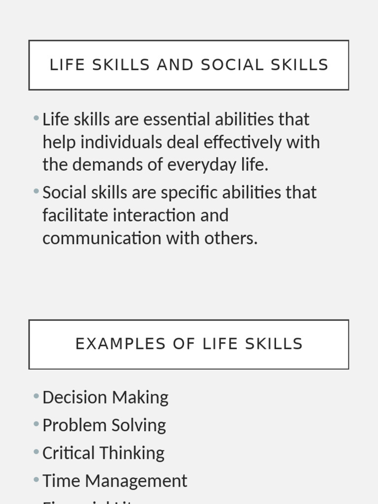 Life Skills and Social Skills Presentation | PDF