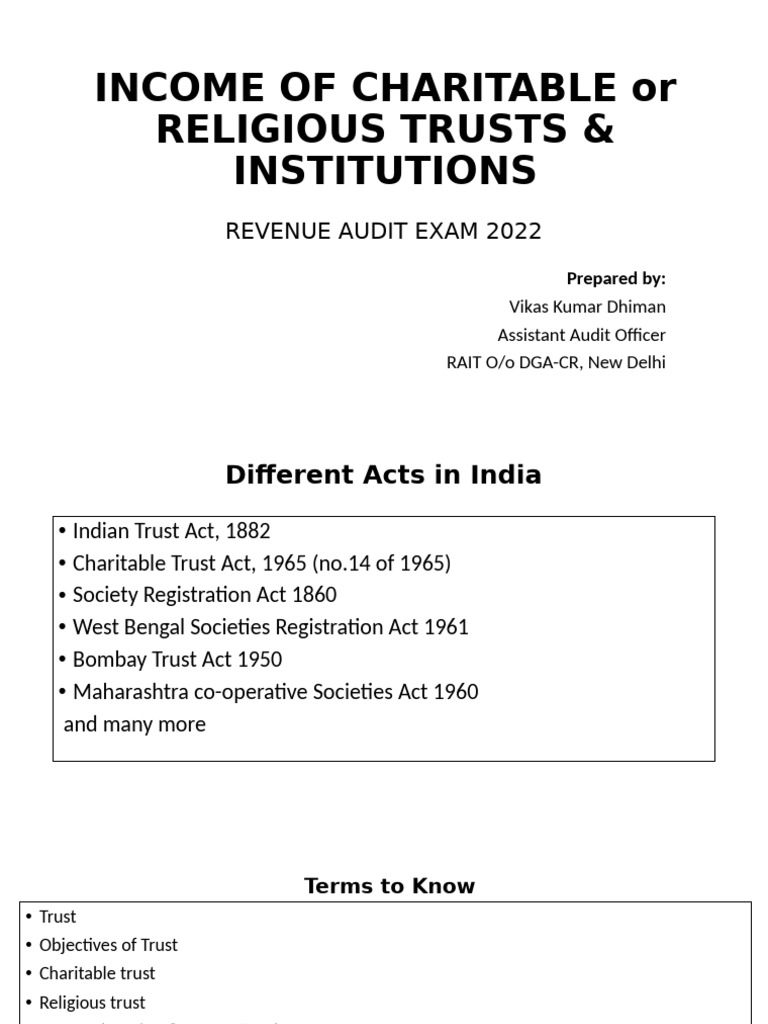 Income Tax Guidelines for Charitable Trusts | PDF | Charitable ...