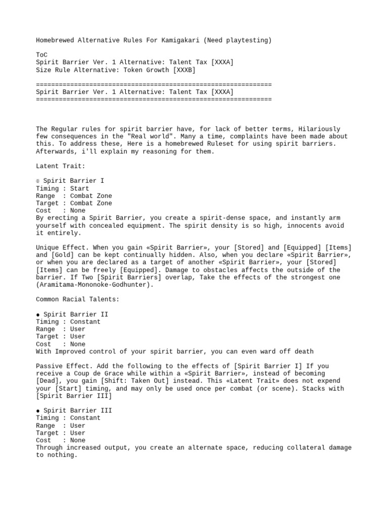 Homebrew Kamigakari Rules for Playtesting | PDF