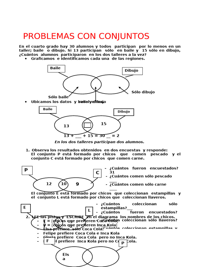 Problemas de conjuntos para primaria | PDF