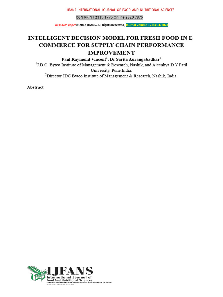 Intelligent Model for Fresh Food E-Commerce | PDF | Supply Chain ...