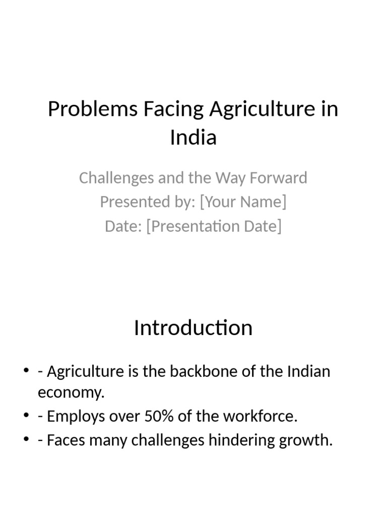 Challenges in Indian Agriculture | PDF