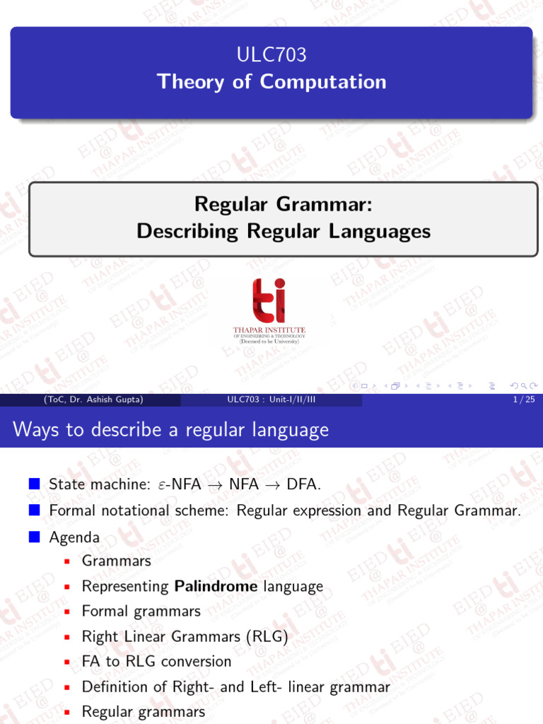 Regular Grammar and Language Theory | PDF | Grammar | Metalogic