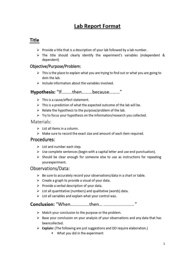 Lab Report Format Guidelines | PDF