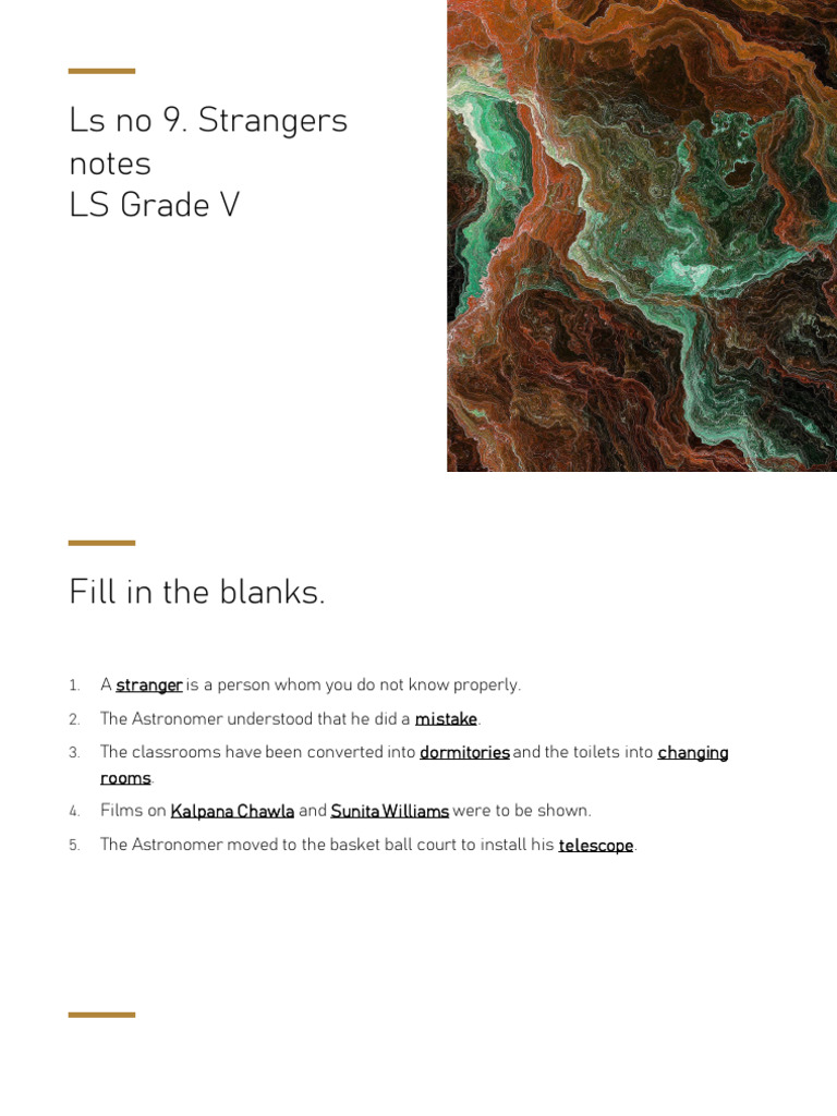 Ls No 9. Strangers Notes LS Grade V | PDF