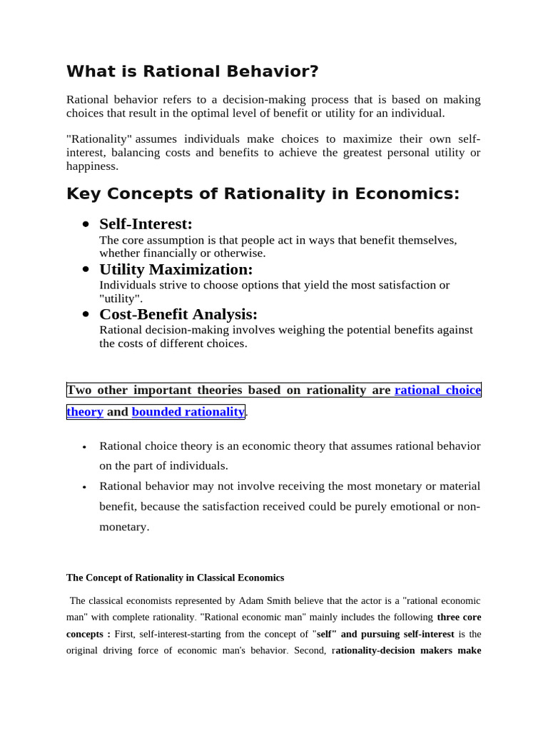 Understanding Economic Rationality | PDF | Behavioral Economics ...