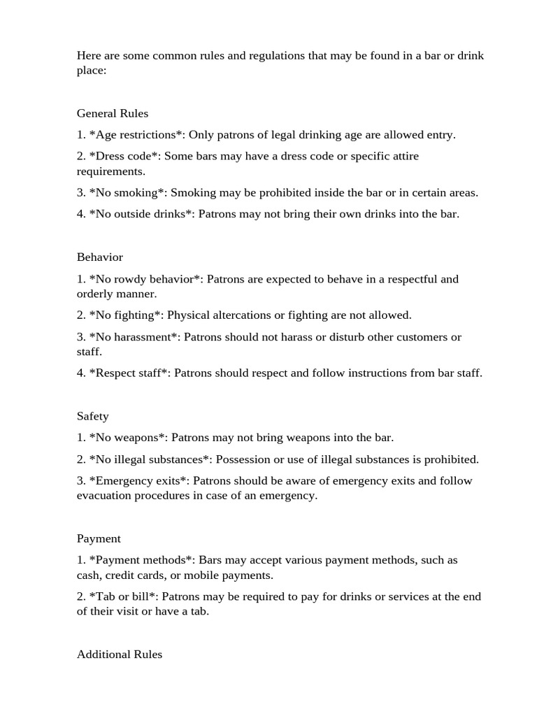 Bar Rules and Regulations Overview | PDF