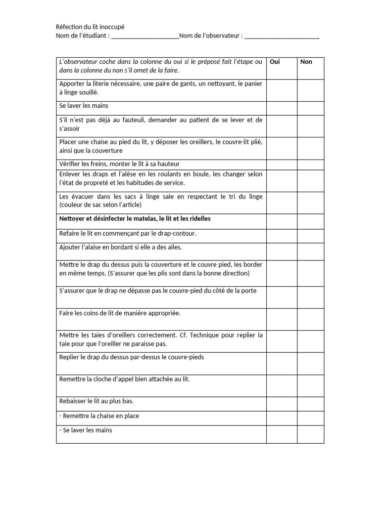 Réfection du lit inoccupé : Guide pratique | PDF