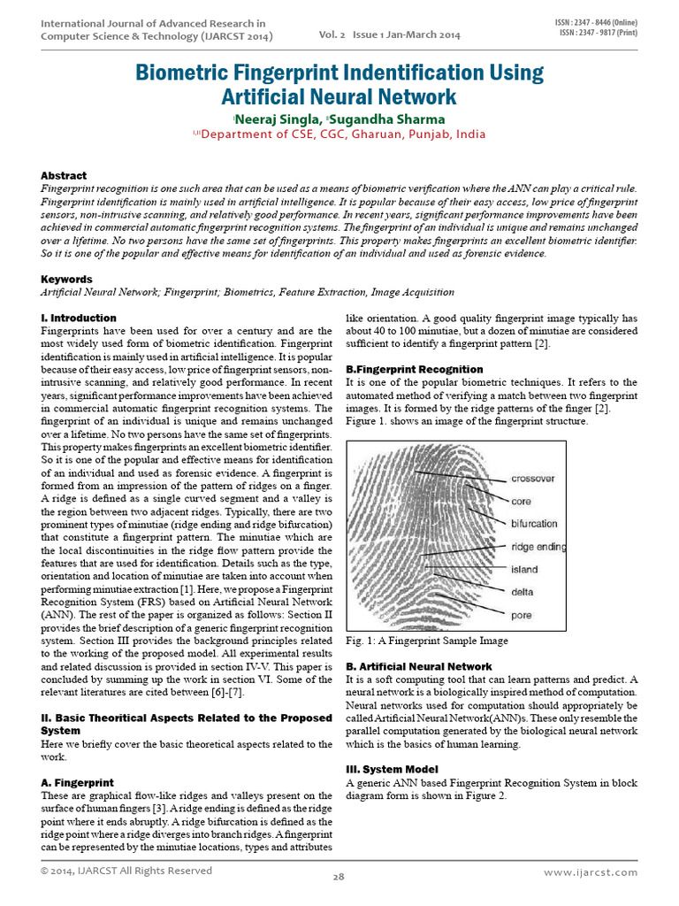 ANN-Based Fingerprint Recognition System | PDF | Fingerprint | Biometrics