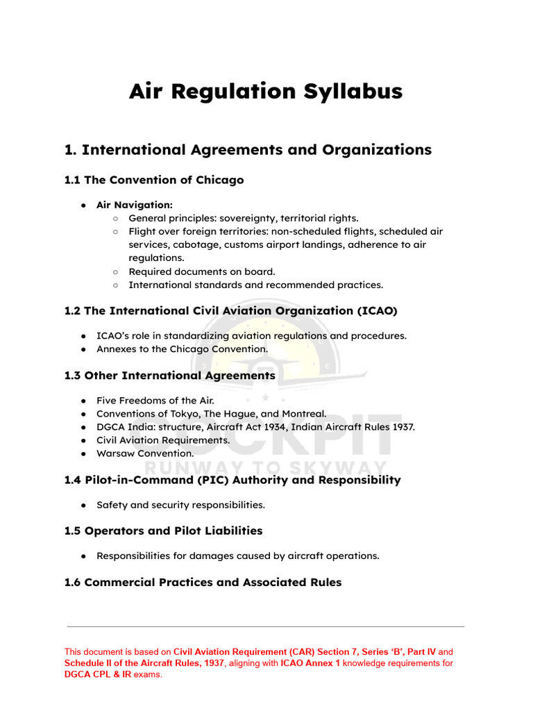 Air Regulation Syllabus Overview | PDF | Instrument Flight Rules | Air ...