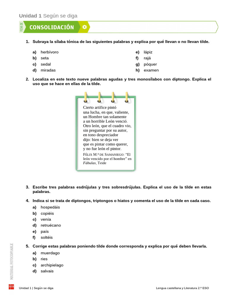 Ejercicios de acentuación y tilde | PDF