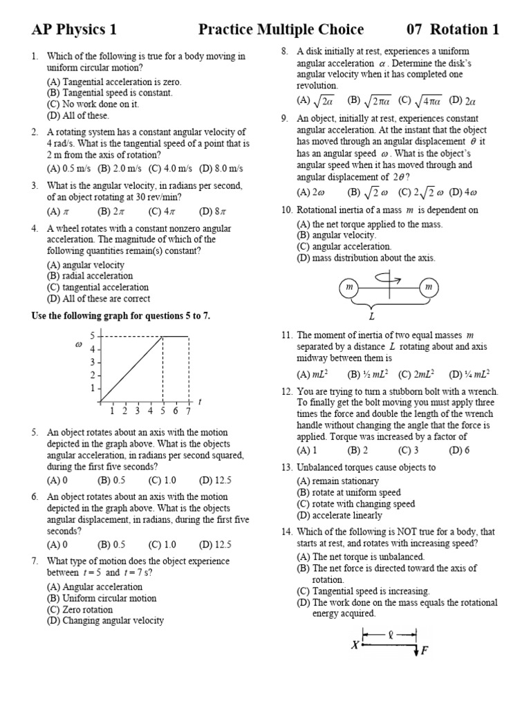 1 MC 07 Rotation 1 (1) | PDF | Rotation Around A Fixed Axis | Acceleration