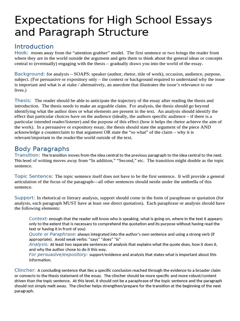 High School Essay Structure Guide | PDF | Essays | Rhetoric