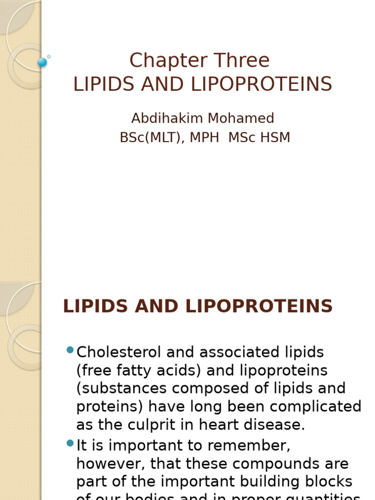 Lipids and Lipoproteins | PDF | Cholesterol | Lipoprotein