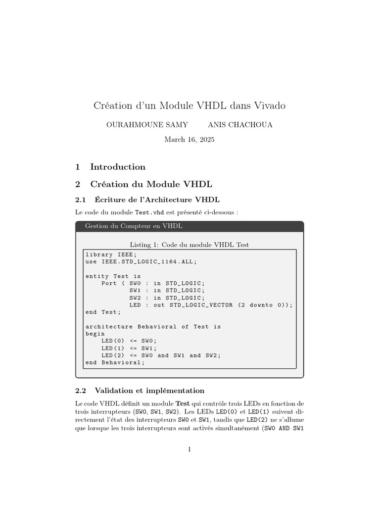 Module VHDL pour Contrôle de LEDs et Compteurs | PDF | VHDL | Informatique