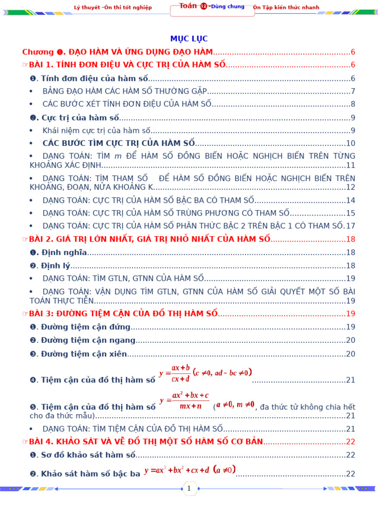 Full Ly Thuyet 11 CĐ On Thi TN Toan 12 New 2025 | PDF