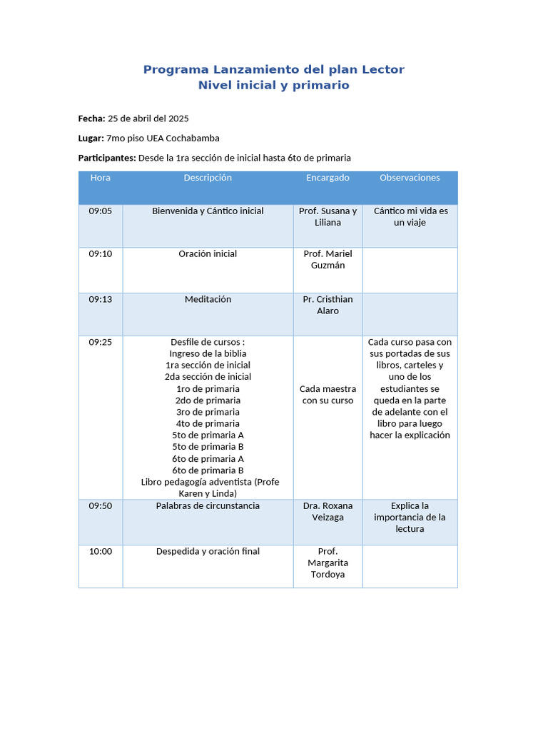 Lanzamiento del Plan Lector 2025 | PDF