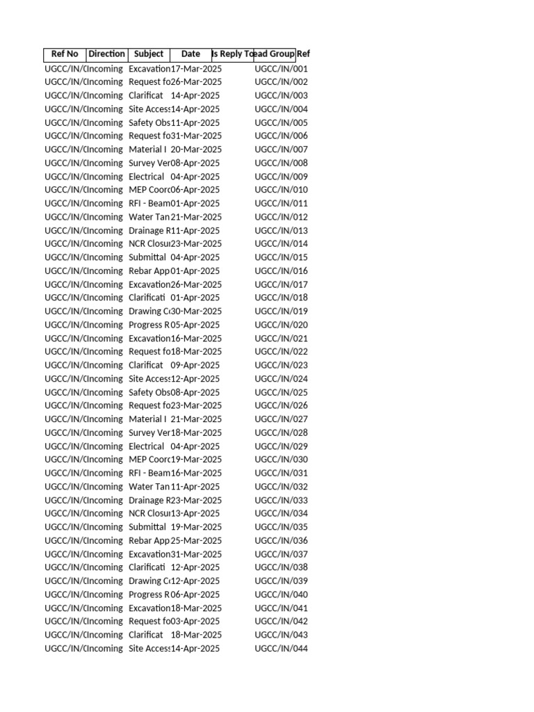 Letter Log Separated Incoming Outgoing | PDF