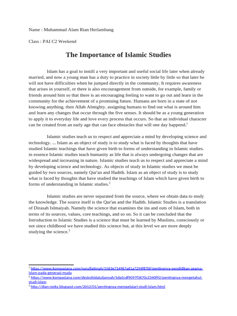 The Importance of Islamic Studies (Muhammad Alam Rian H) | PDF | Hadith ...