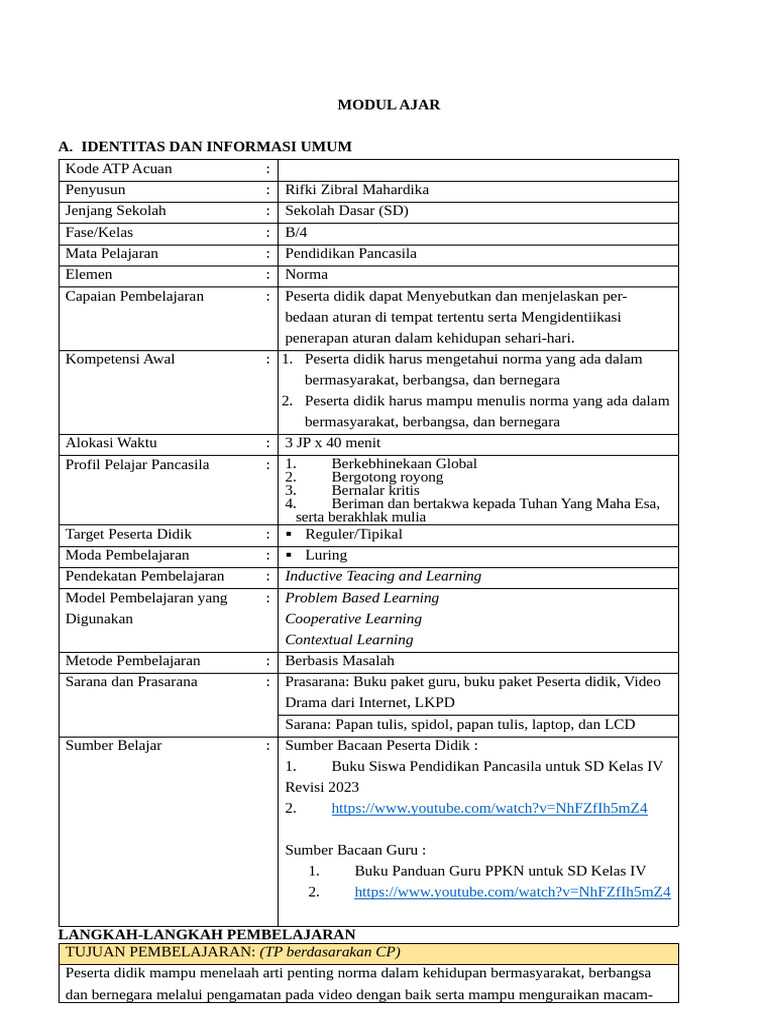Modul Ajar Desain Pembelajaran Semester 4 Kurikulum Merdeka | PDF