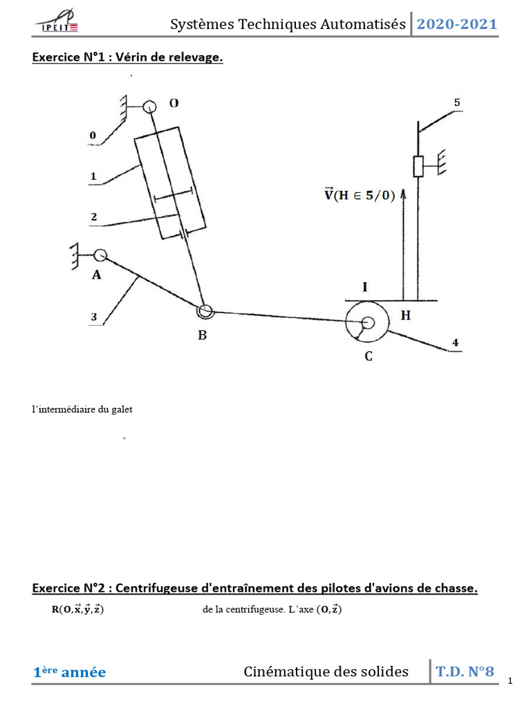 Cin matique Des Solides Exercices T D 8 PDF Cin matique 