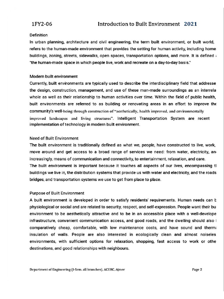 Built Environment Unit 1 | PDF
