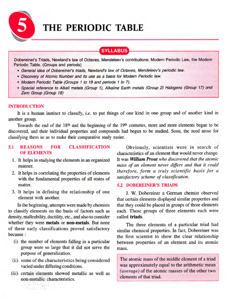 Class 9 Periodic Table Notes PDF | PDF